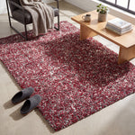 Grey & Red Blend Shaggy Rug - Enjoy