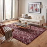 Grey & Red Blend Shaggy Rug - Enjoy