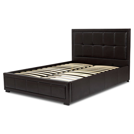 Hollywood Faux Leather Upholstered Ottoman Storage Bed Frame Brown-Bargainia.com