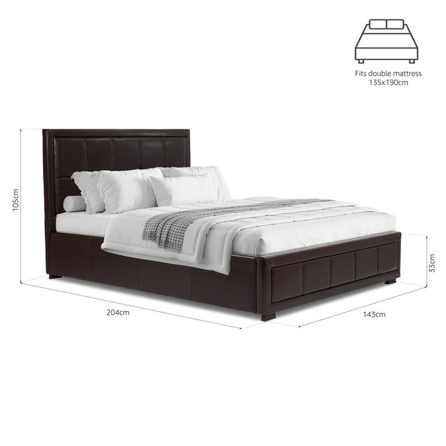 Hollywood Faux Leather Upholstered Ottoman Storage Bed Frame Brown-5056536118875-Bargainia.com