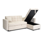 Milo Cream Corner Sofa Bed with Storage - Velvet Sofa Bed & Pull Out Bed