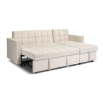 Milo Cream Corner Sofa Bed with Storage - Velvet Sofa Bed & Pull Out Bed