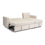 Milo Cream Corner Sofa Bed with Storage - Velvet Sofa Bed & Pull Out Bed
