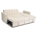 Milo Cream Corner Sofa Bed with Storage - Velvet Sofa Bed & Pull Out Bed