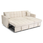 Milo Cream Corner Sofa Bed with Storage - Velvet Sofa Bed & Pull Out Bed