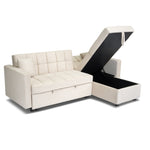 Milo Cream Corner Sofa Bed with Storage - Velvet Sofa Bed & Pull Out Bed