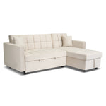 Milo Cream Corner Sofa Bed with Storage - Velvet Sofa Bed & Pull Out Bed