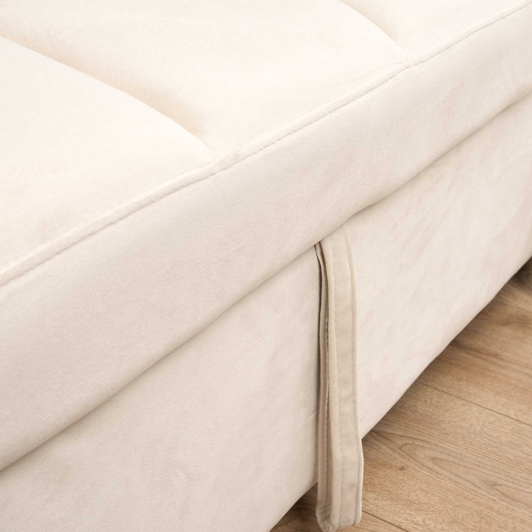 Milo Cream Corner Sofa Bed with Storage - Velvet Sofa Bed & Pull Out Bed