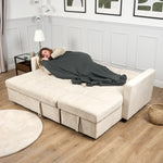 Milo Cream Corner Sofa Bed with Storage - Velvet Sofa Bed & Pull Out Bed
