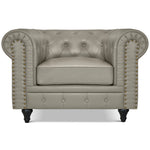 Canapé Chesterfield en similicuir - Gris clair