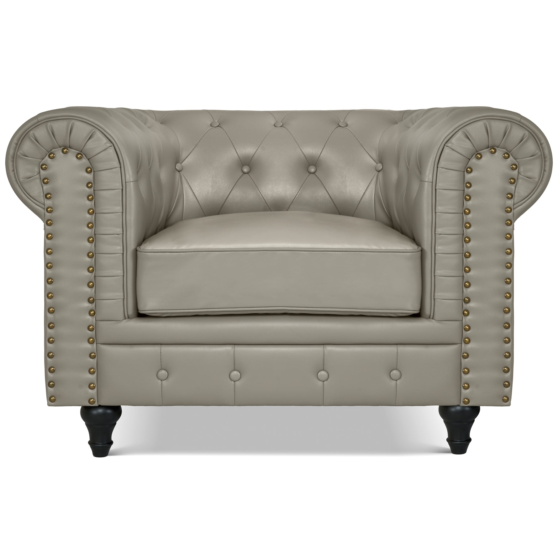 Canapé Chesterfield en similicuir - Gris clair