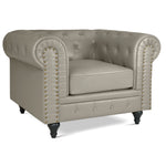 Canapé Chesterfield en similicuir - Gris clair