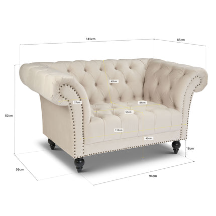 Cambridge Chesterfield Sofa Suite - Velvet Cream