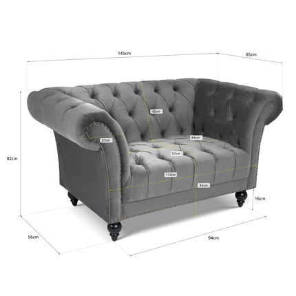 Cambridge Chesterfield Sofa Suite - Velvet Grey