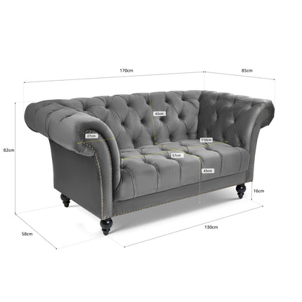 Cambridge Chesterfield Sofa Suite - Velvet Grey