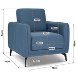 Brixton Blue Armchair - Modern Fabric Accent Chair with Steel Legs