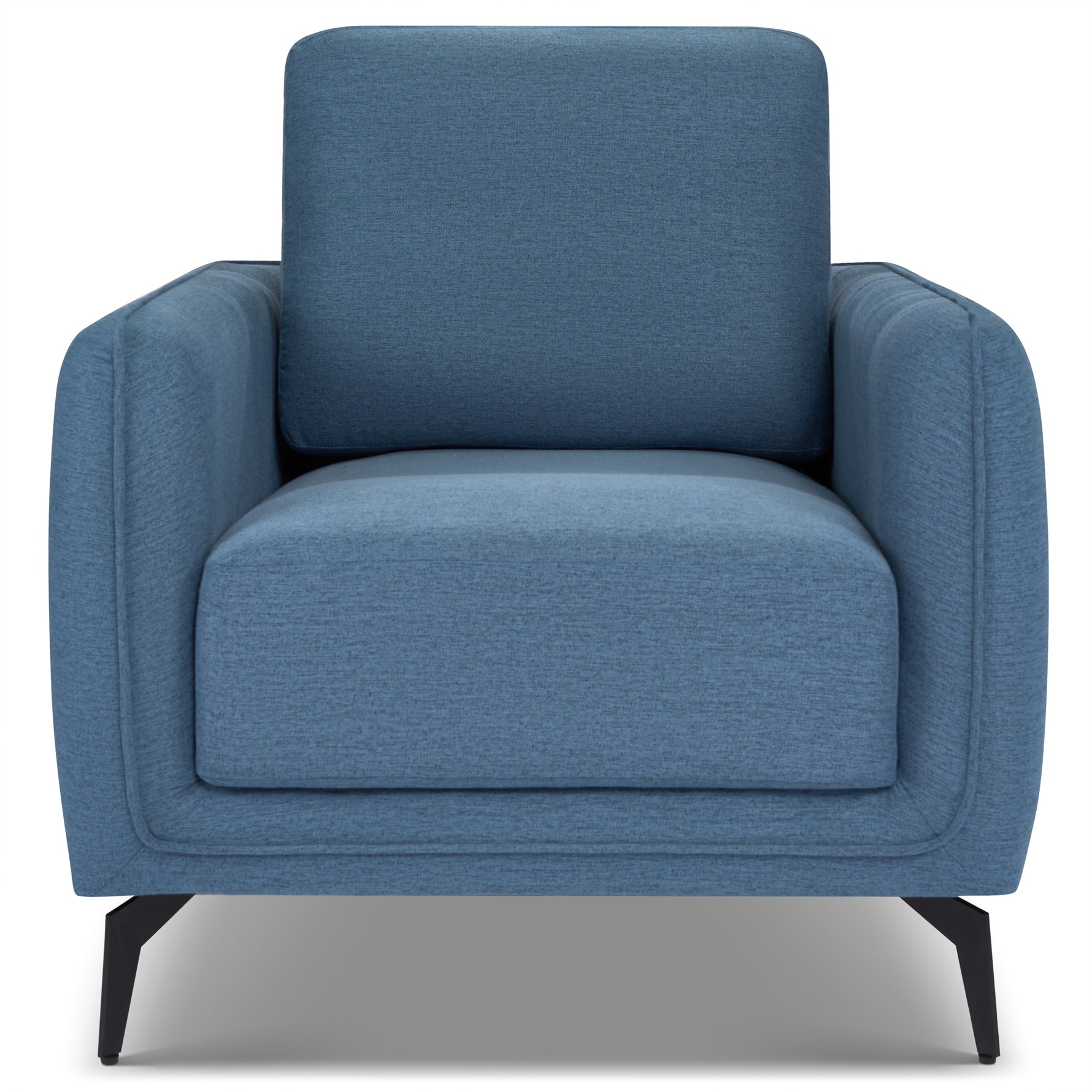 Brixton Blue Armchair - Modern Fabric Accent Chair with Steel Legs