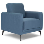 Brixton Blue Armchair - Modern Fabric Accent Chair with Steel Legs