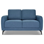 Brixton Blue 2 Seater Sofa - Modern Fabric Sofa with Steel Legs