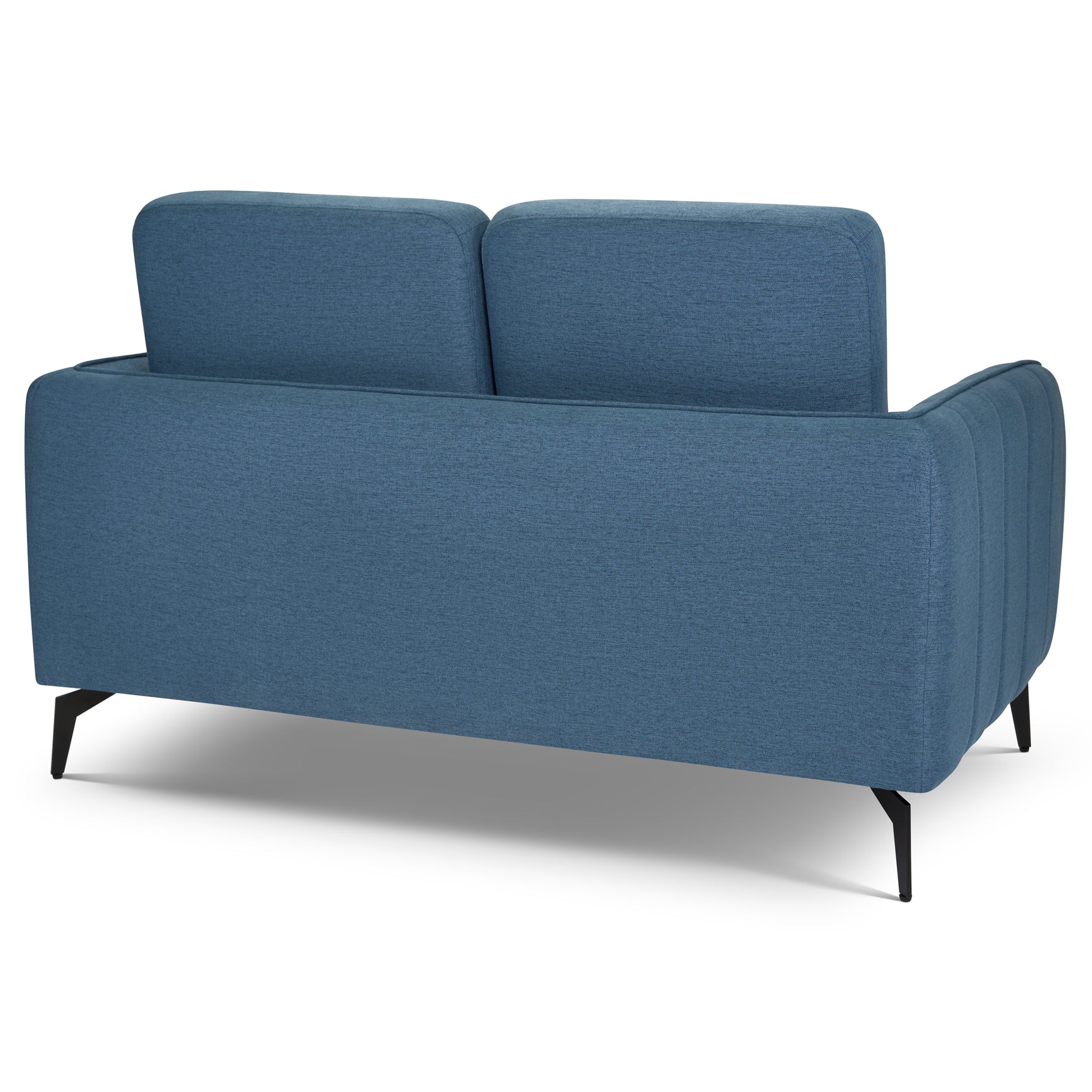 Brixton Blue 2 Seater Sofa - Modern Fabric Sofa with Steel Legs