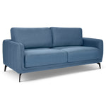 Brixton Blue 3 Seater Sofa - Modern Fabric Sofa with Steel Legs