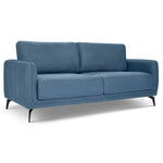 Brixton Blue 3 Seater Sofa - Modern Fabric Sofa with Steel Legs