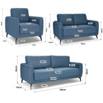 Brixton Blue Full Suite - Armchair, 2 & 3 Seater Sofa Set