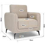 Brixton Cream Armchair - Modern Fabric Accent Chair with Steel Legs