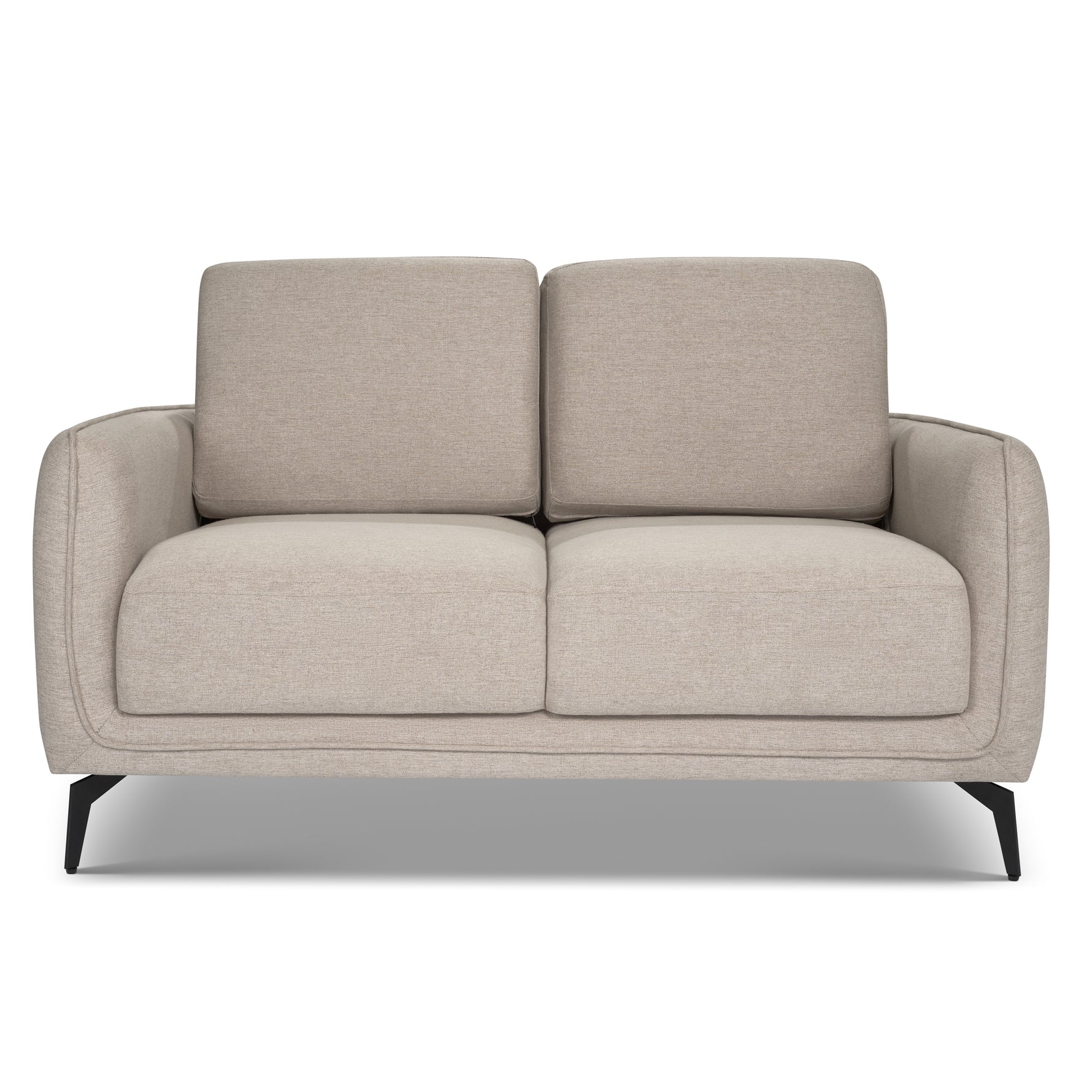 Brixton Cream 2 Seater Sofa - Modern Fabric Sofa with Steel Legs