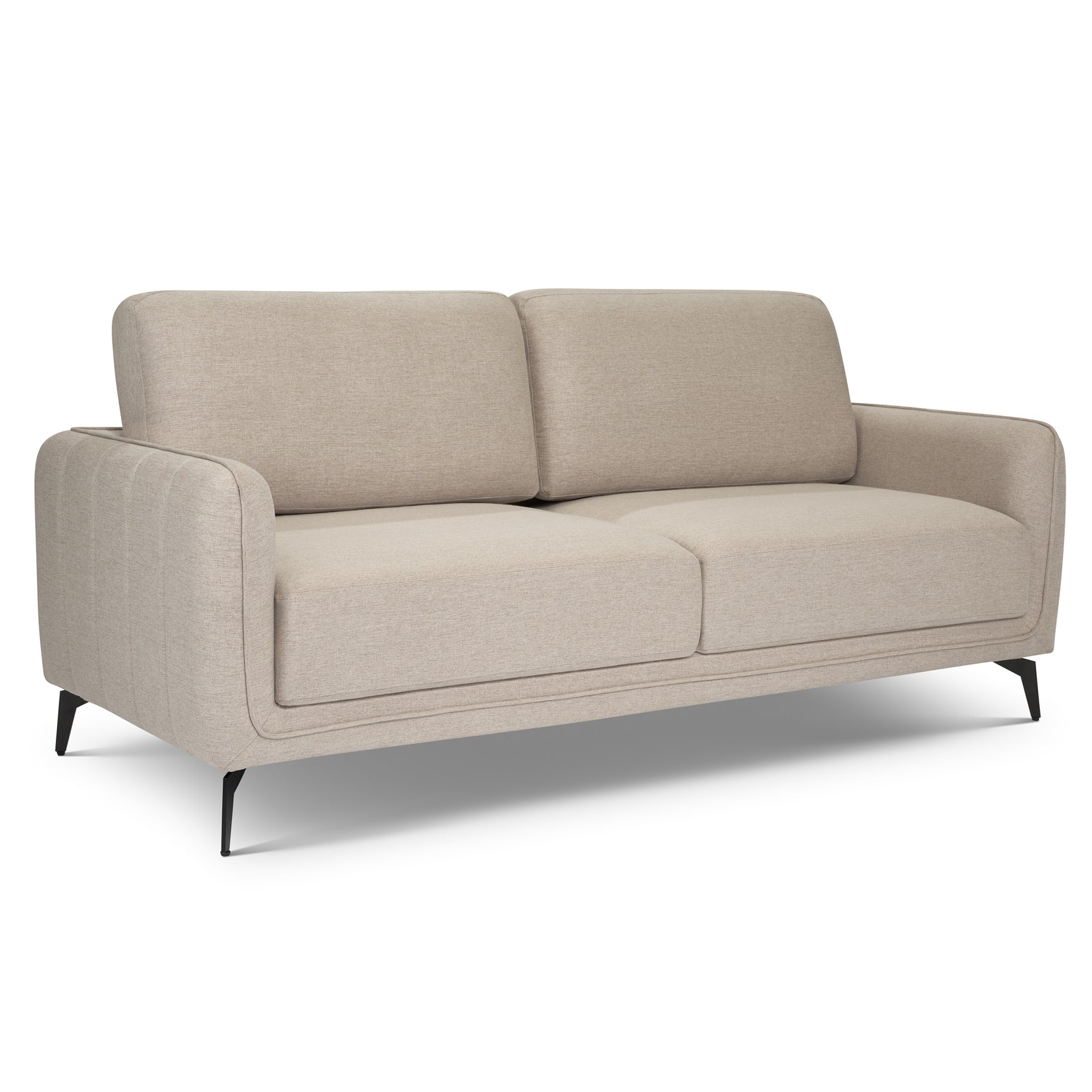 Brixton Cream 3 Seater Sofa - Modern Fabric Sofa with Steel Legs