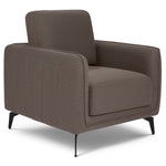 Brixton Dark Brown Armchair - Modern Fabric Accent Chair with Steel Legs