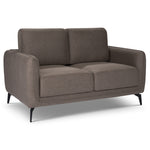 Brixton Dark Brown 2 Seater Sofa - Modern Fabric Sofa with Steel Legs