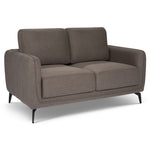 Brixton Dark Brown 2 Seater Sofa - Modern Fabric Sofa with Steel Legs