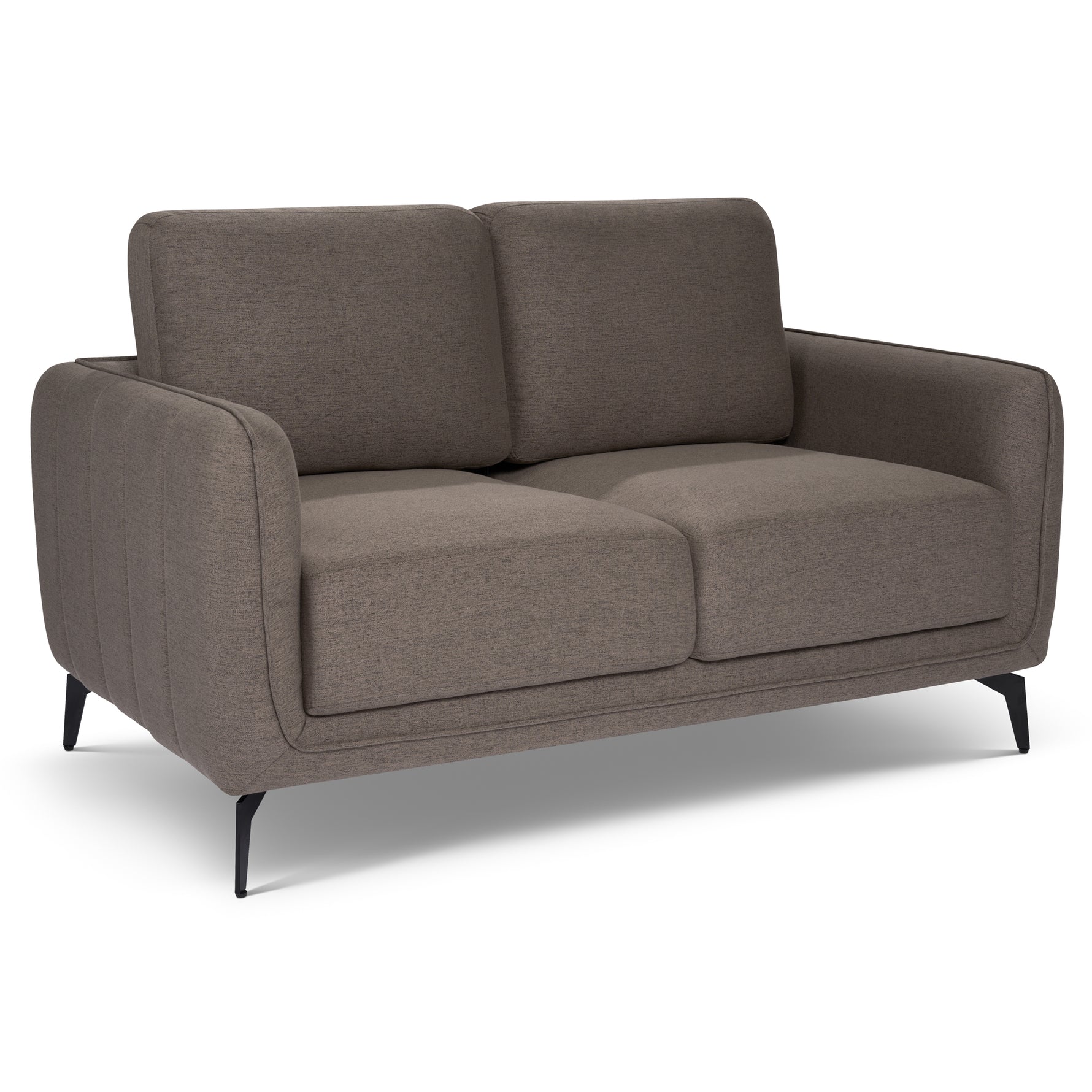 Brixton Dark Brown 2 Seater Sofa - Modern Fabric Sofa with Steel Legs