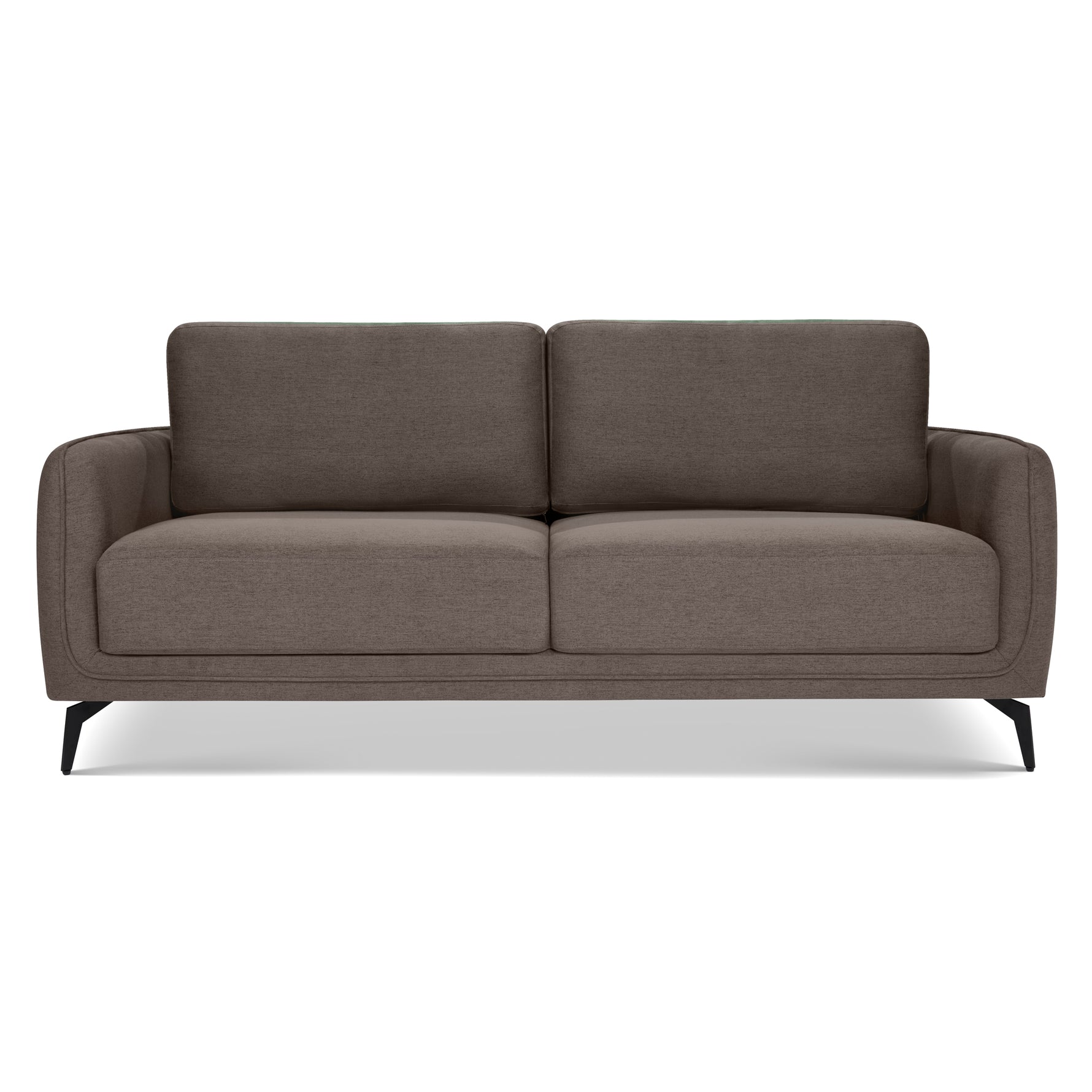 Brixton Dark Brown 3 Seater Sofa - Modern Fabric Sofa with Steel Legs