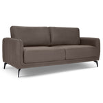 Brixton Dark Brown 3 Seater Sofa - Modern Fabric Sofa with Steel Legs