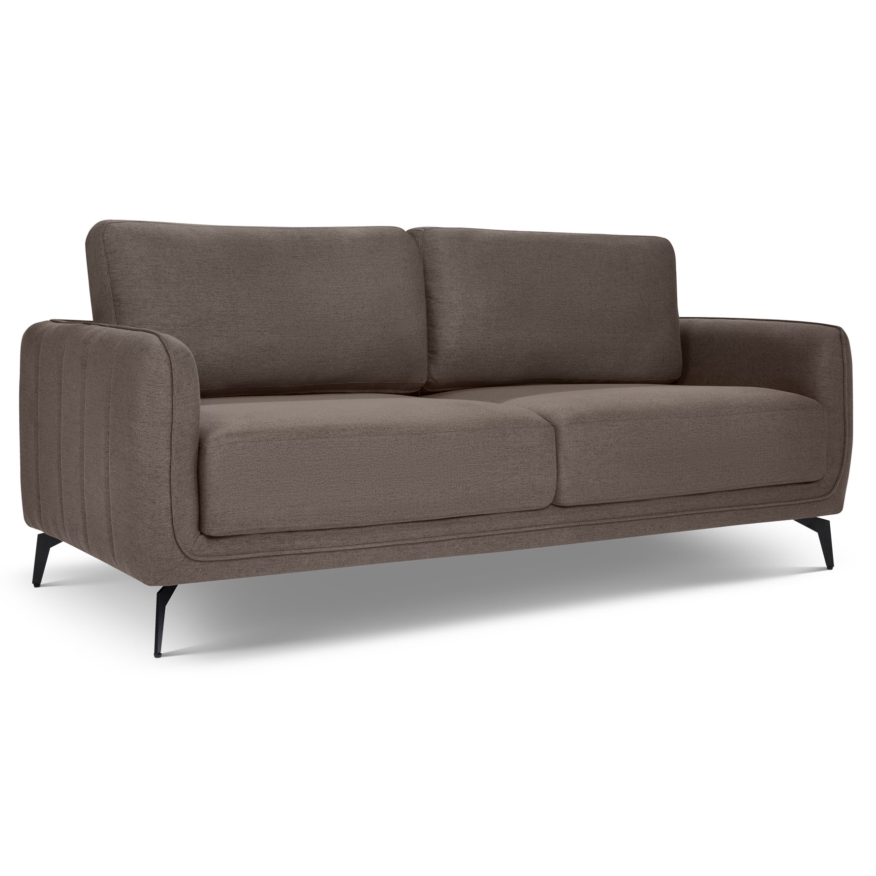 Brixton Dark Brown 3 Seater Sofa - Modern Fabric Sofa with Steel Legs