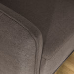 Brixton Dark Brown 3 Seater Sofa - Modern Fabric Sofa with Steel Legs