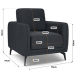 Brixton Dark Grey Armchair - Modern Fabric Accent Chair with Steel Legs