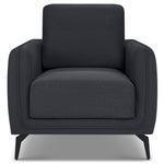 Brixton Dark Grey Armchair - Modern Fabric Accent Chair with Steel Legs