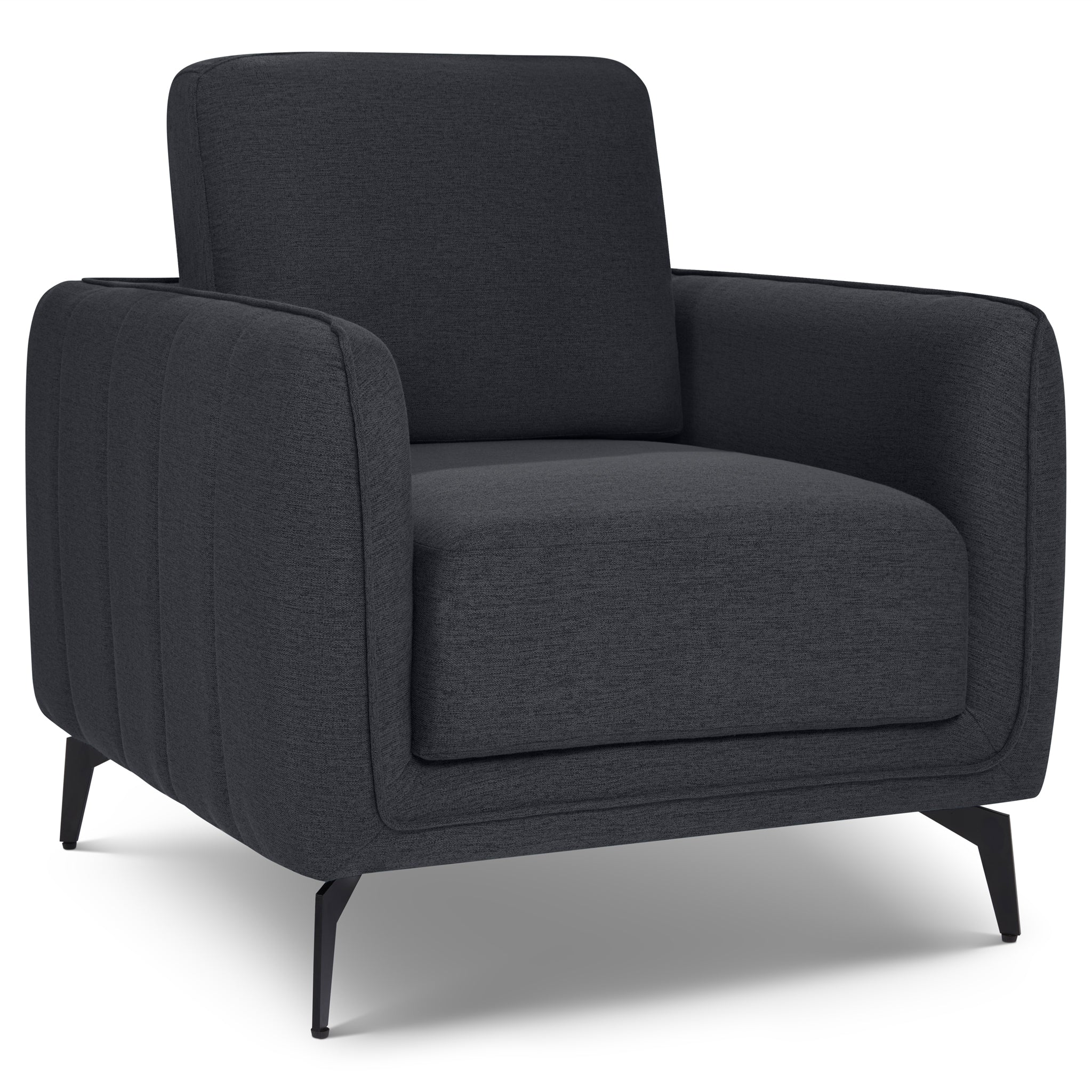 Brixton Dark Grey Armchair - Modern Fabric Accent Chair with Steel Legs