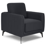 Brixton Dark Grey Armchair - Modern Fabric Accent Chair with Steel Legs