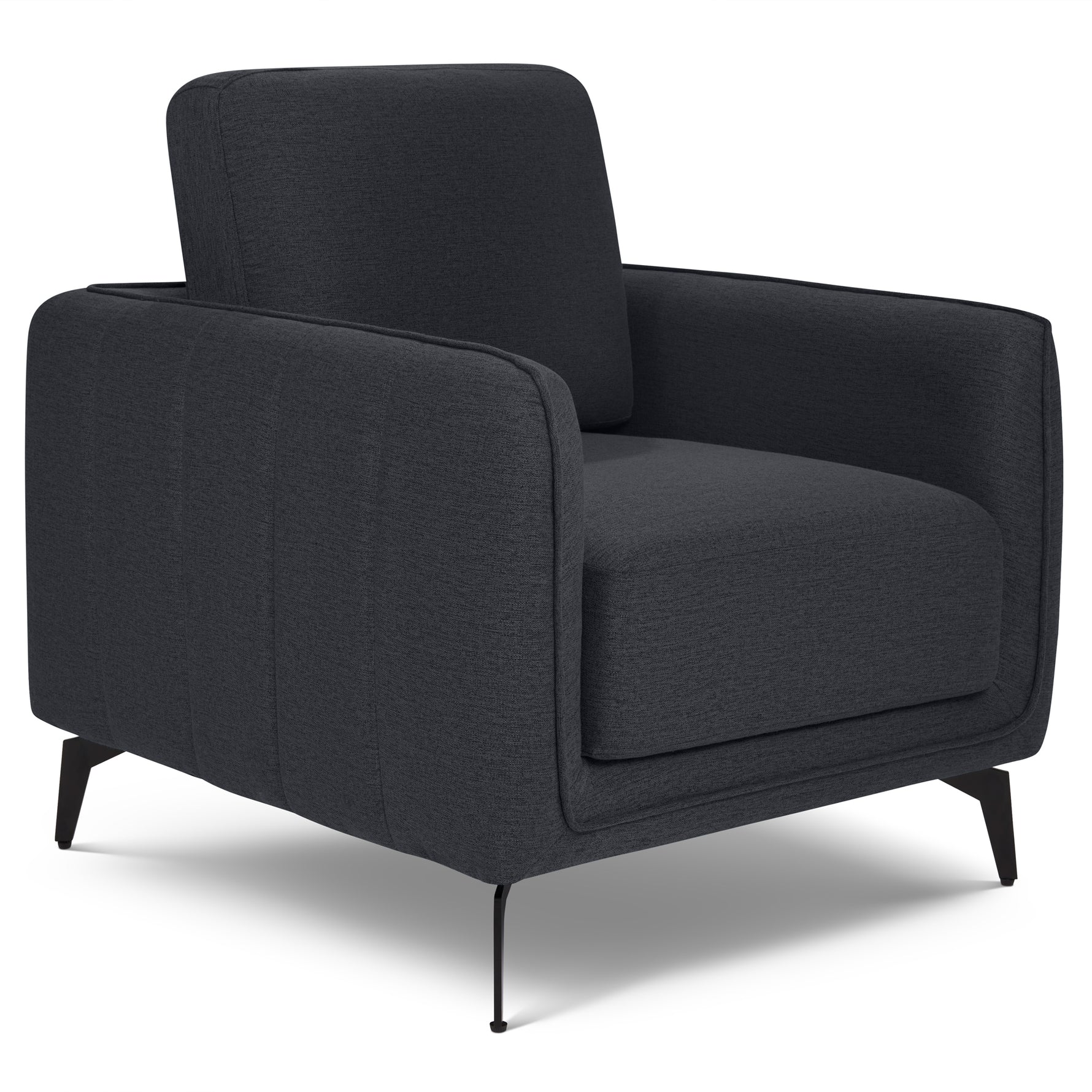 Brixton Dark Grey Armchair - Modern Fabric Accent Chair with Steel Legs