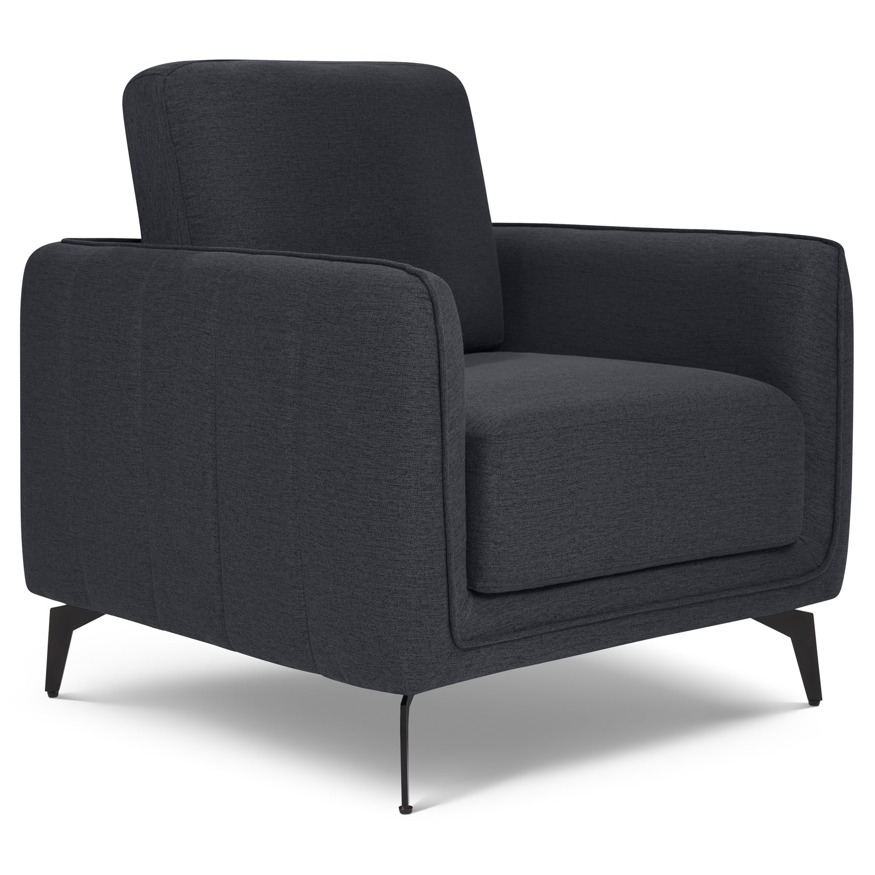 Brixton Dark Grey Armchair - Modern Fabric Accent Chair with Steel Legs