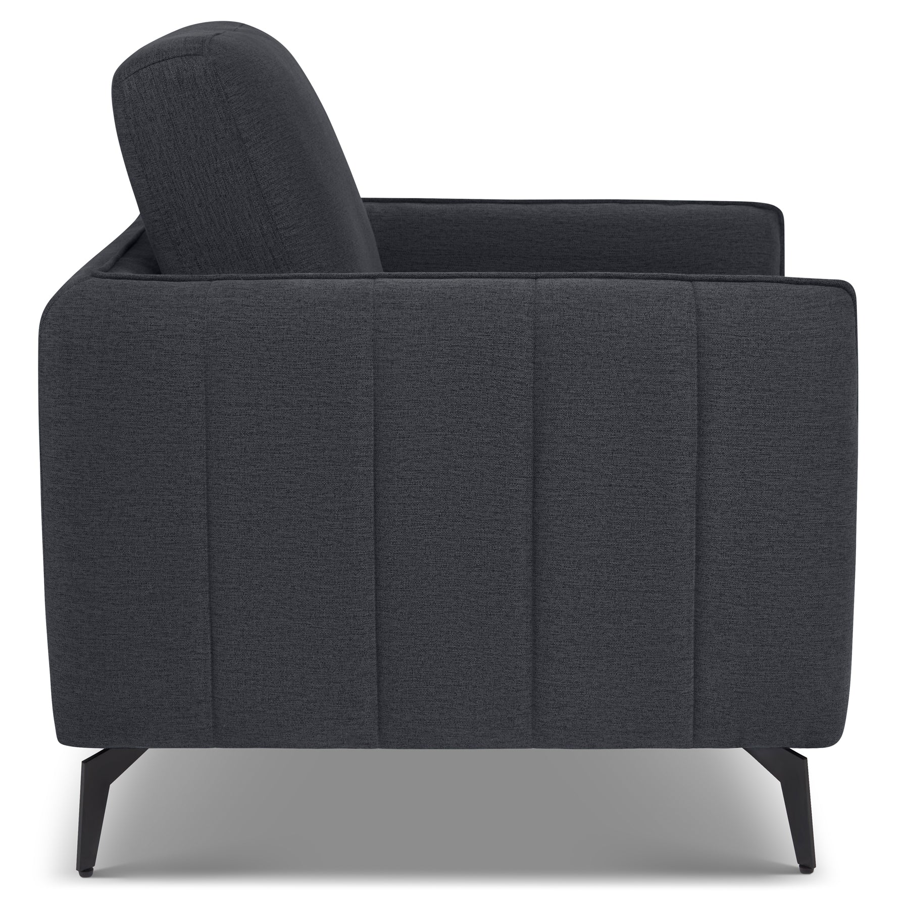 Brixton Dark Grey Armchair - Modern Fabric Accent Chair with Steel Legs