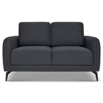 Brixton Dark Grey 2 Seater Sofa - Modern Fabric Sofa with Steel Legs