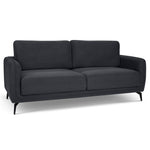 Brixton Dark Grey 3 Seater Sofa - Modern Fabric Sofa with Steel Legs