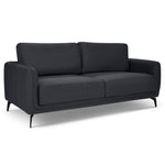 Brixton Dark Grey 3 Seater Sofa - Modern Fabric Sofa with Steel Legs