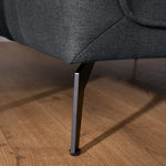 Brixton Dark Grey 3 Seater Sofa - Modern Fabric Sofa with Steel Legs