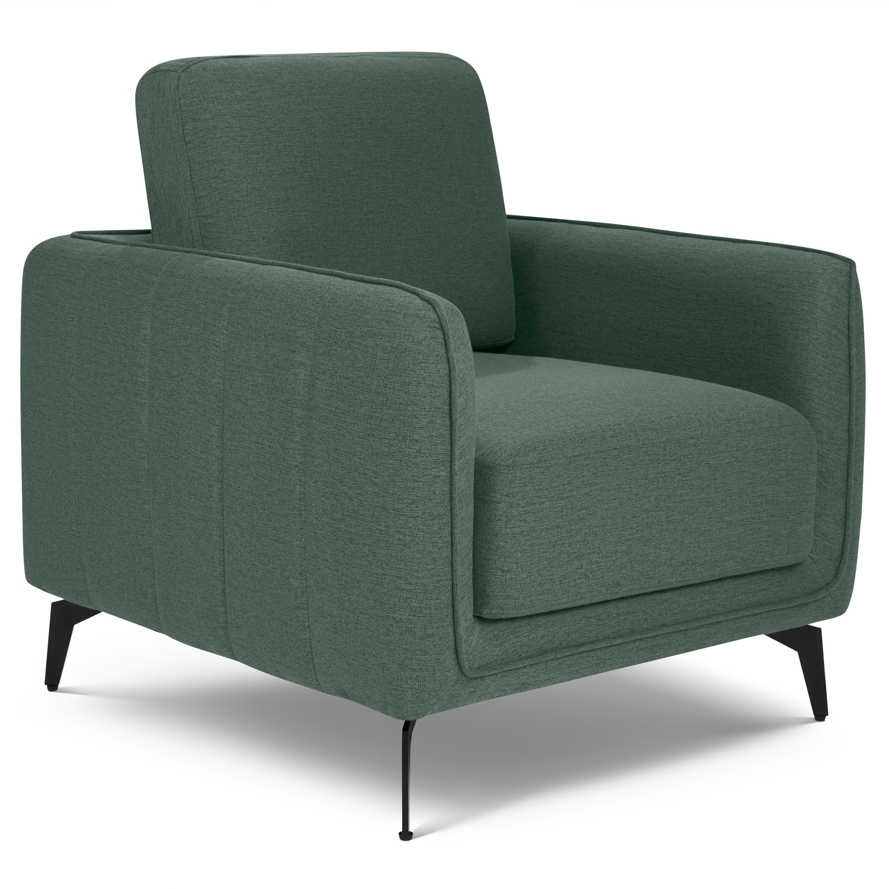 Brixton Green Armchair - Modern Fabric Accent Chair with Steel Legs
